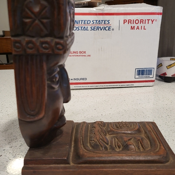 Vintage 1960's Hand Carved Tribal Wooden Bookends/ TIKI - Picture 5 of 7